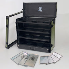 Load image into Gallery viewer, Olive Green TableWar Modular Full-Size Display Tower Case Mark3 for hobby miniature wargaming storage and transport