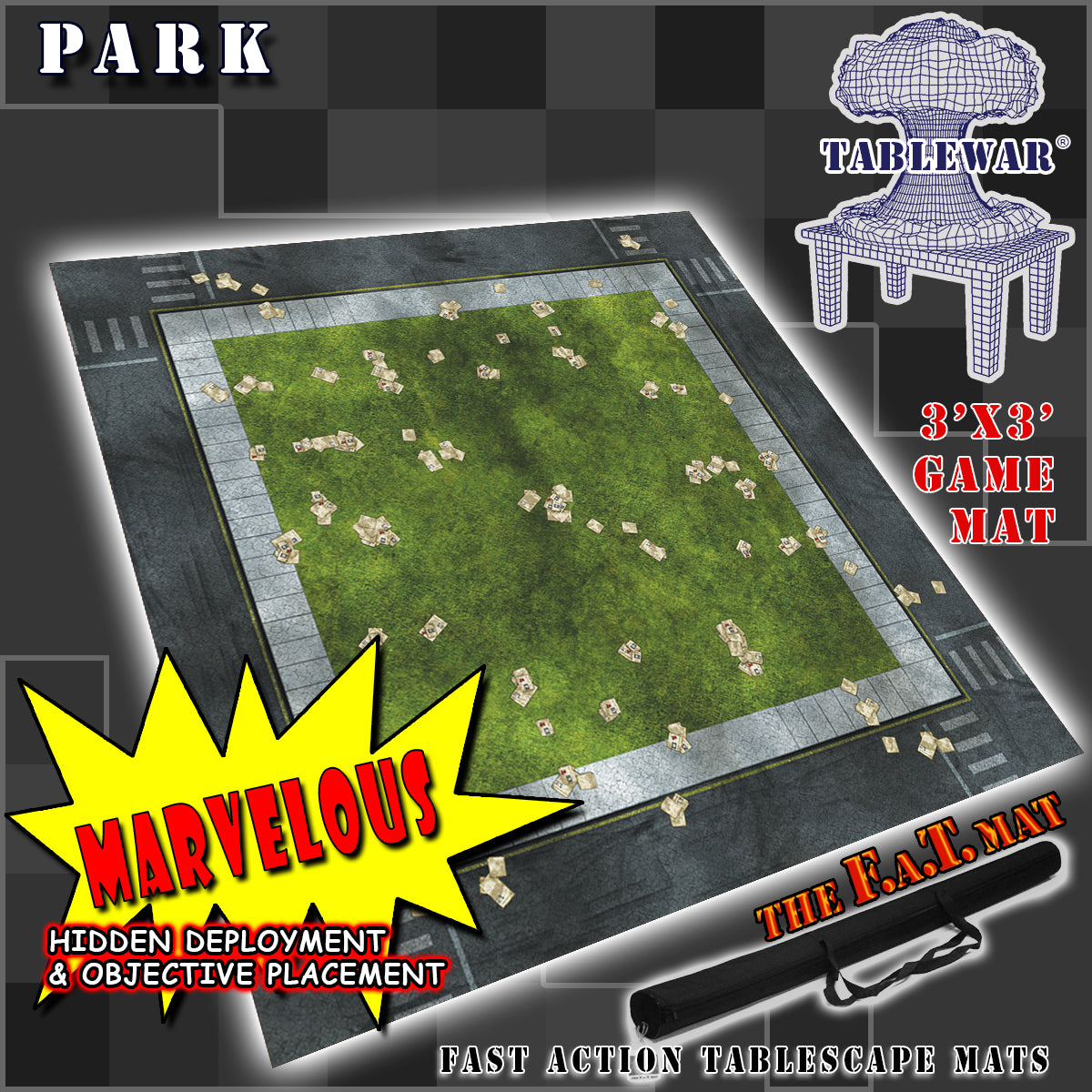 3x3 'Park' F.A.T. Mat Battle Gaming Mat – TABLEWAR