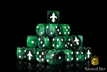 Load image into Gallery viewer, Fleur De Lis Green 16mm Dice
