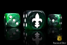 Load image into Gallery viewer, Fleur De Lis Green 16mm Dice
