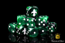 Load image into Gallery viewer, Fleur De Lis Green 16mm Dice
