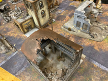 Load image into Gallery viewer, 60x44 inch gaming mat with a Ruined city Urban theme, marketed for tabletop gaming, a black canvas zipper bag included. A TableWar neoprene Tournament Tabletop warhammer Game Battle mat 
