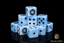 Load image into Gallery viewer, Fanged Maw, Blue Frost 16mm Dice
