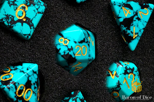 Turquoise Sharp Edge RPG Dice Set - 7 Pieces