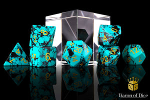 Turquoise Sharp Edge RPG Dice Set - 7 Pieces