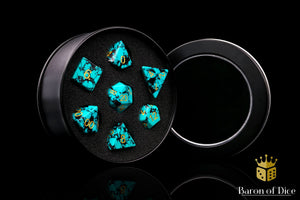 Turquoise Sharp Edge RPG Dice Set - 7 Pieces
