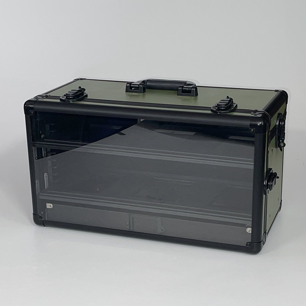 Olive Green TableWar Modular Half-Size Display Tower Case Mark3 for hobby miniature wargaming storage and transport