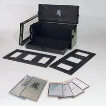 Load image into Gallery viewer, Olive Green TableWar Modular Half-Size Display Tower Case Mark3 for hobby miniature wargaming storage and transport
