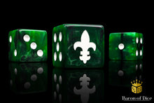 Load image into Gallery viewer, Fleur De Lis Green 16mm Dice
