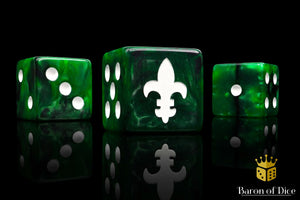 Fleur De Lis Green 16mm Dice