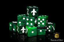 Load image into Gallery viewer, Fleur De Lis Green 16mm Dice
