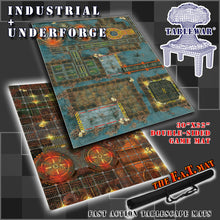 Load image into Gallery viewer, 30x22&quot; Dbl Sided &#39;Industrial&#39; + &#39;Underforge&#39; F.A.T. Mat Gaming Mat
