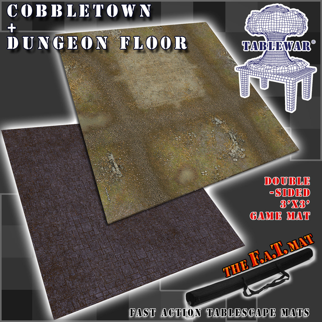 3x3' Dbl Sided 'Cobbletown + Dungeon Floor' F.A.T. Mat Gaming Mat