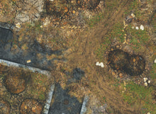 Load image into Gallery viewer, 30”x22”’ gaming mat with a Ruined City theme, marketed for tabletop gaming, accompanied by a black canvas zipper bag TableWar neoprene KillTeam Tournament Tabletop Game mat
