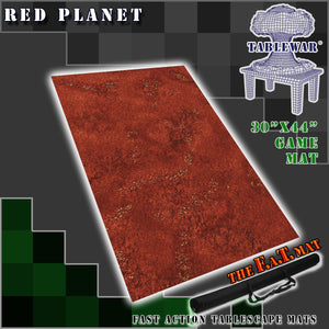 30”x44”’ gaming mat with a Red Planet Mars theme, marketed for tabletop gaming, accompanied by a black canvas zipper bag TableWar neoprene Tournament Tabletop Game mat