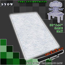 Load image into Gallery viewer, 30”x44”’ gaming mat with a Snow winter core environment theme, marketed for tabletop gaming, accompanied by a black canvas zipper bag TableWar neoprene Tournament Tabletop Game mat
