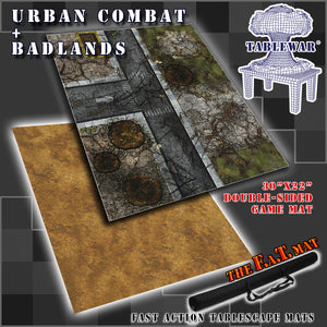 30x22" Dbl Sided 'Urban Combat' + 'Badlands' F.A.T. Mat Gaming Mat