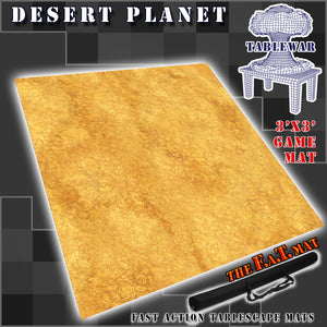 3’x3’ gaming mat with a Desert Rocky Dirt theme, marketed for tabletop gaming, accompanied by a black canvas zipper bag TableWar neoprene Tournament Tabletop Game mat 