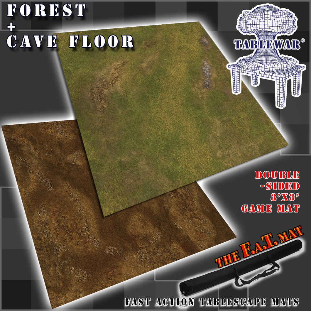 3x3' Double-Sided 'Forest Cave Floor' Mat Battle Gaming