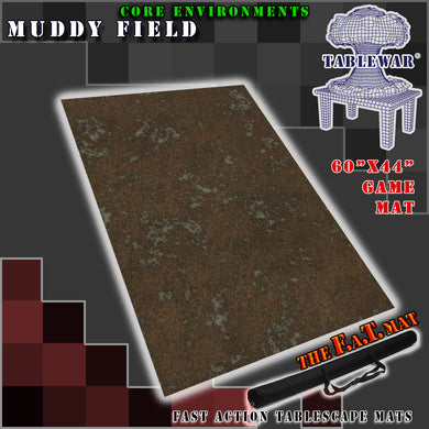 60x44 inch gaming mat with a muddy theme, marketed for tabletop gaming, accompanied by a black canvas zipper bag TableWar neoprene Tournament Tabletop Game mat warhammer
