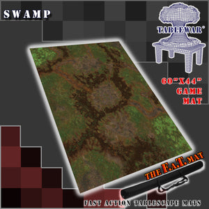60x44 inch gaming mat with a Swamp Jungle theme, marketed for tabletop gaming, includes a black canvas zipper bag TableWar neoprene Tournament Tabletop Warhammer Game mat