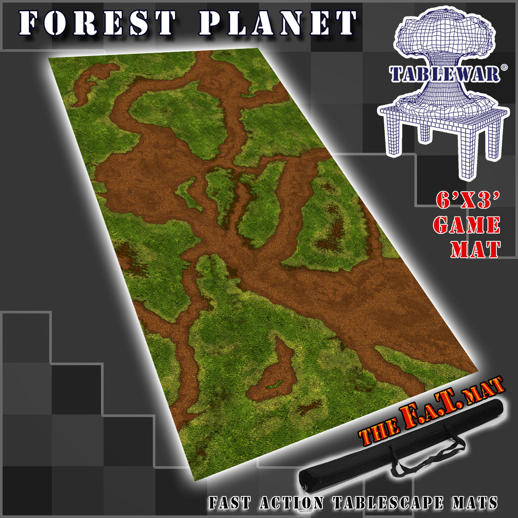 6’x3’ gaming mat with a Grassy Forest theme, marketed for tabletop gaming, accompanied by a black canvas zipper bag TableWar neoprene Tournament Tabletop Game mat Star Wars: Legions