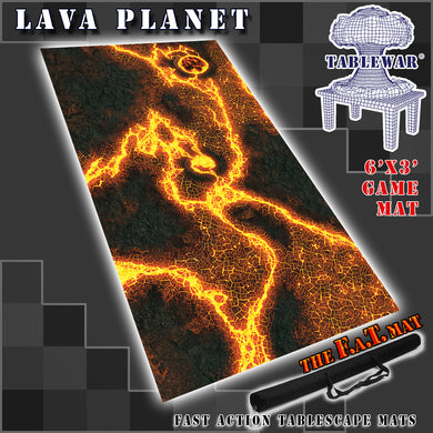 6’x3’ gaming mat with a Lave theme, marketed for tabletop gaming, accompanied by a black canvas zipper bag TableWar neoprene Tournament Tabletop Game mat Star Wars: Legions