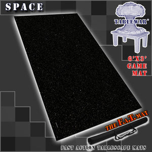 6’x3’ gaming mat with a Space Star field theme, marketed for tabletop gaming, accompanied by a black canvas zipper bag TableWar neoprene Tournament Tabletop Game mat Star Wars: Legions