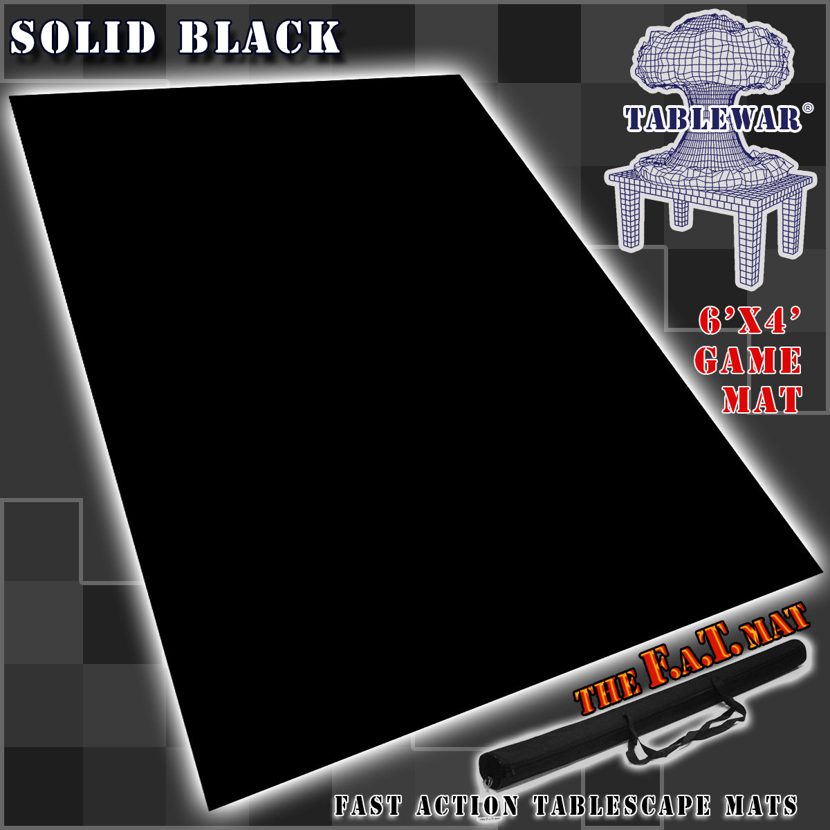 6x4 'Solid Black' F.A.T. Mat Battle Gaming Mat – TABLEWAR