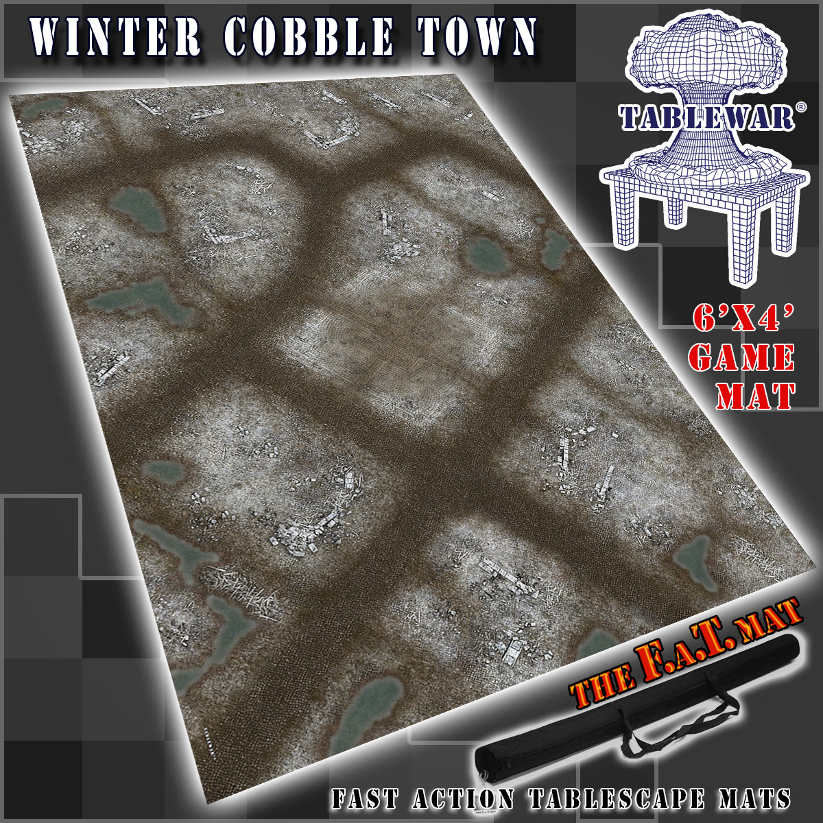 6x4 'Winter Cobble Town' F.A.T. Mat Battle Gaming Mat – TABLEWAR