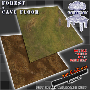 3x3' Dbl Sided 'Forest + Cave Floor' F.A.T. Mat Gaming Mat
