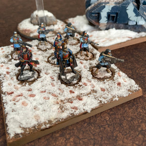 ‘Cracked Earth’ design shown with miniatures for scale purposes TableWar neoprene Tournament Tabletop Game mat warhammer