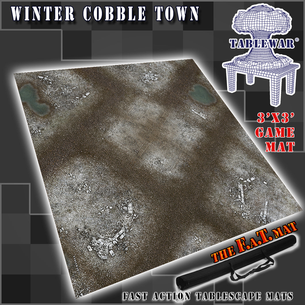 3x3 'Winter Cobble Town' F.A.T. Mat Gaming Mat