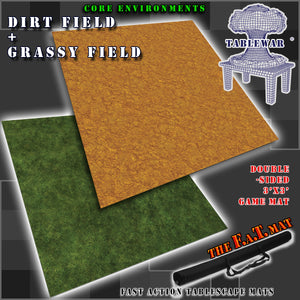 3x3' Dbl Sided 'Dirt Field + Grassy Field' F.A.T. Mat Gaming Mat
